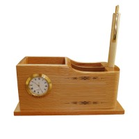 Wooden Clock Pen Stand